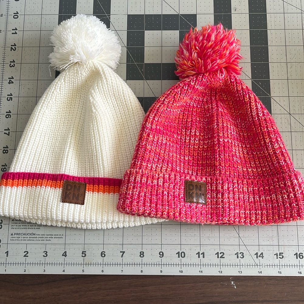 Two (sold as a pair) Dunkin’ Donuts knit beanies!